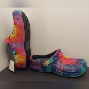 Crocs Bistro Graphic Clog Men Size 11 Rainbow Tie Dye Slip On Sandals 204044-410